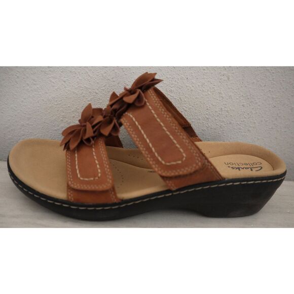 Clarks Collection Women's Sz 12M Tan/Brown Leather Merliah Raelyn Wedge Sandals - Picture 8 of 14